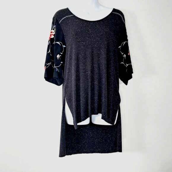 Free People Black Kimono Embroidered Sleeve‎ Tunic Size S - Picture 10 of 10